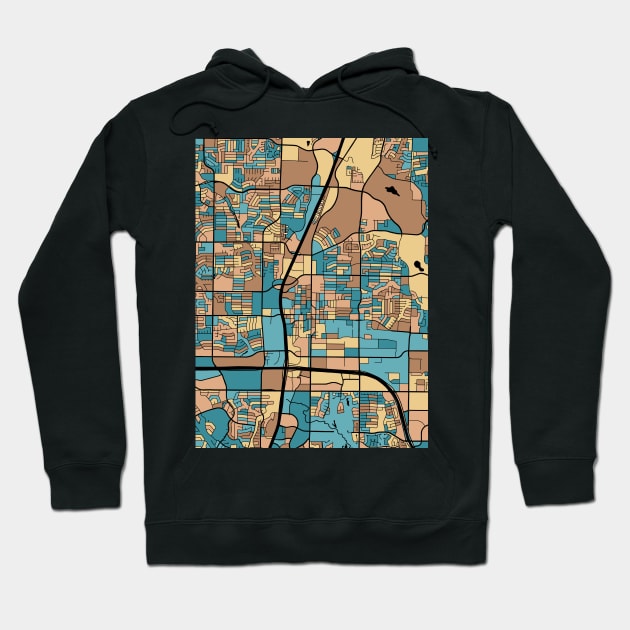 Plano Map Pattern in Mid Century Pastel Hoodie by PatternMaps